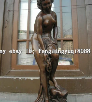 

Western Art Superb Bronze Copper & Marble nude madam model statuary