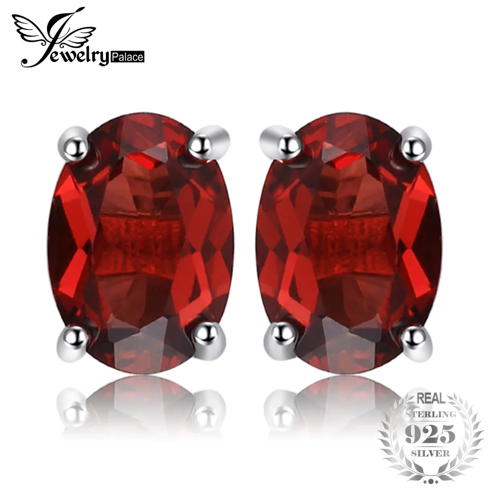 Schmuck & Zubehör Neue Mode Jewelrypalace Oval 2ct Natürliche Rote Granat Birthstone Stud Ohrringe Solide 925 Sterling Silber Schmuck Für Frauen Charme Mode Elegantes Und Robustes Paket