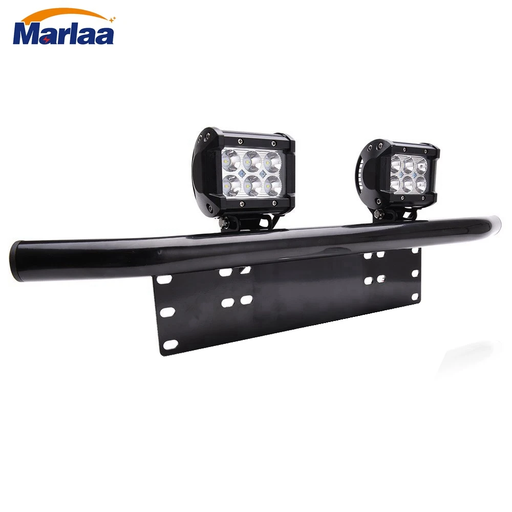 2PCS 4inch 18W LED Work Driving Light Bar With Universal Front License Plate Mounting Bracket