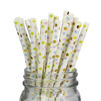 

New Foil Colorful Polka Dot Free Shipping 20000Pcs/Lot Party Paper Straws 197*6mm Cocktail Party Gathering Venue