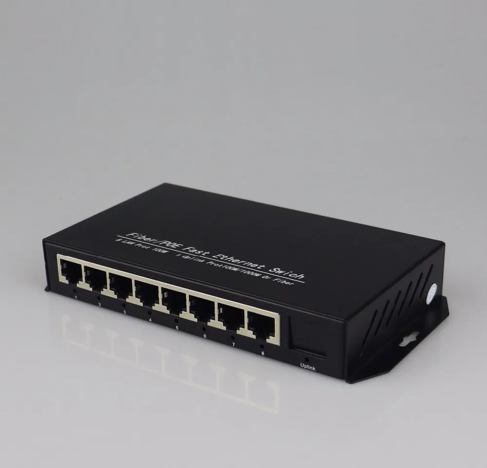 2 порта 1000 Мбит/с sc волокна и 8 портов RJ45 fast ethernet волокна переключатель Single-mode fiber media converter 20 км