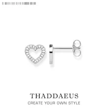 Белые серьги-гвоздики в форме сердца CZ, модные хорошие ювелирные изделия в стиле Томаса для женщин, подарок Ts из стерлингового серебра 925 пробы, Супер предложения