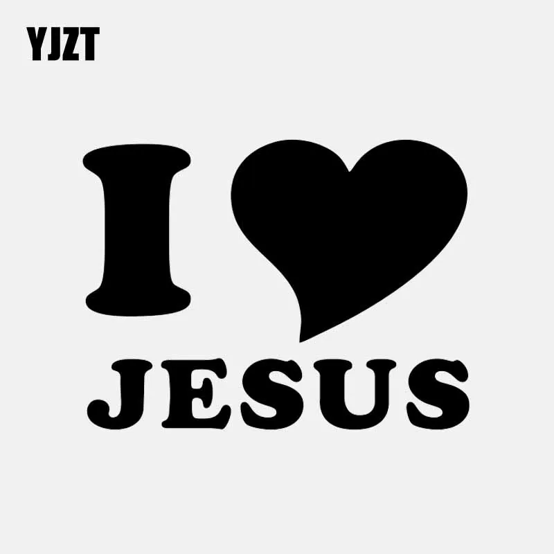 YJZT 12,7 см* 9,5 см я люблю Иисуса сердце христианские религиозные виниловая наклейка автомобиля Стикеры черный/серебристый C3-1262