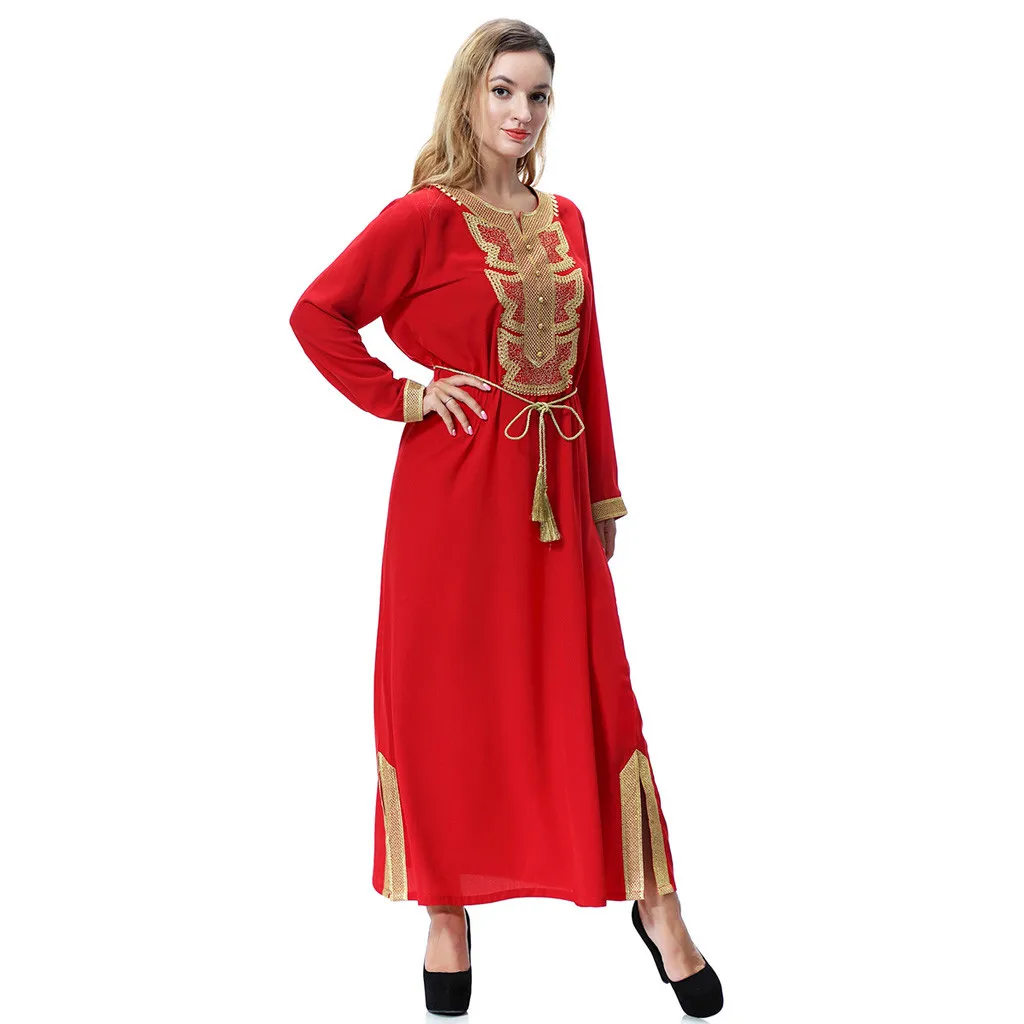 2019 Новое мусульманское женское платье исламский, арабский женское Ближневосточное кружевное платье со шнуровкой Bib Long Robe платье 4,13