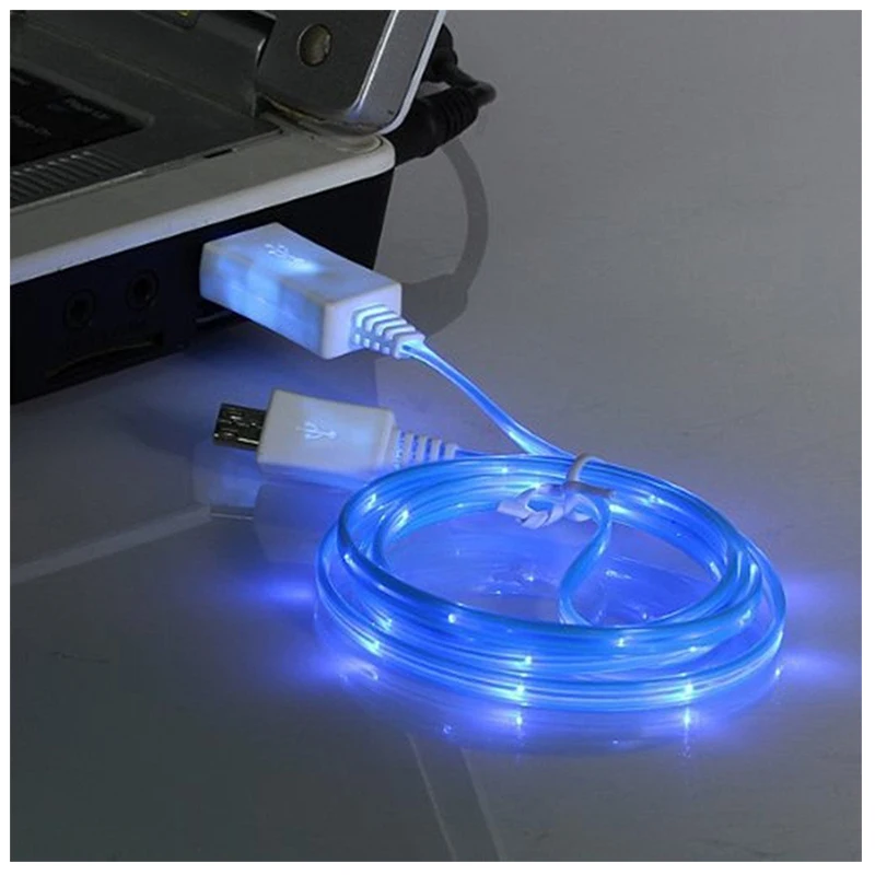 

HFES LED Light USB Charger Data Sync Cable for Phone Android Color: Blue