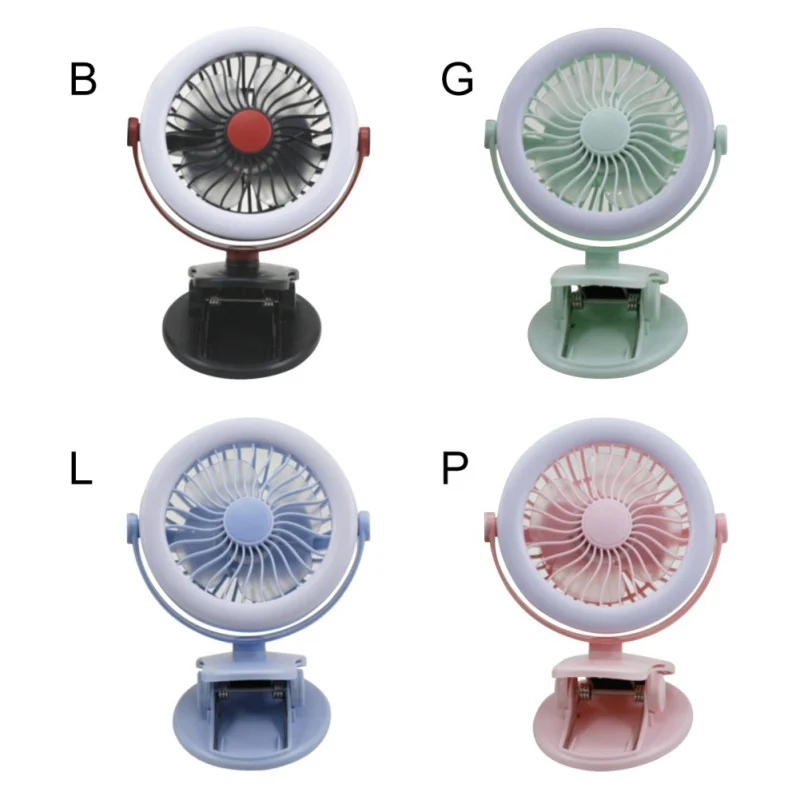 

Summer USB mini fan night light with clip can stand on the table saving electricity adjustable 3 wind speeds 360-degree rotation