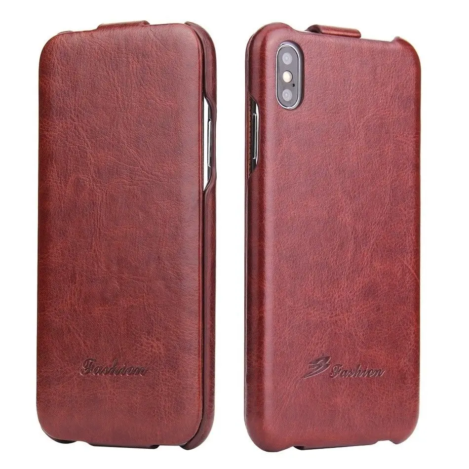 Вертикальный флип-чехол из натуральной кожи для Apple iPhone 6 6S 7 8 X XR XS 12 11 Pro Max SE 2020 Mini