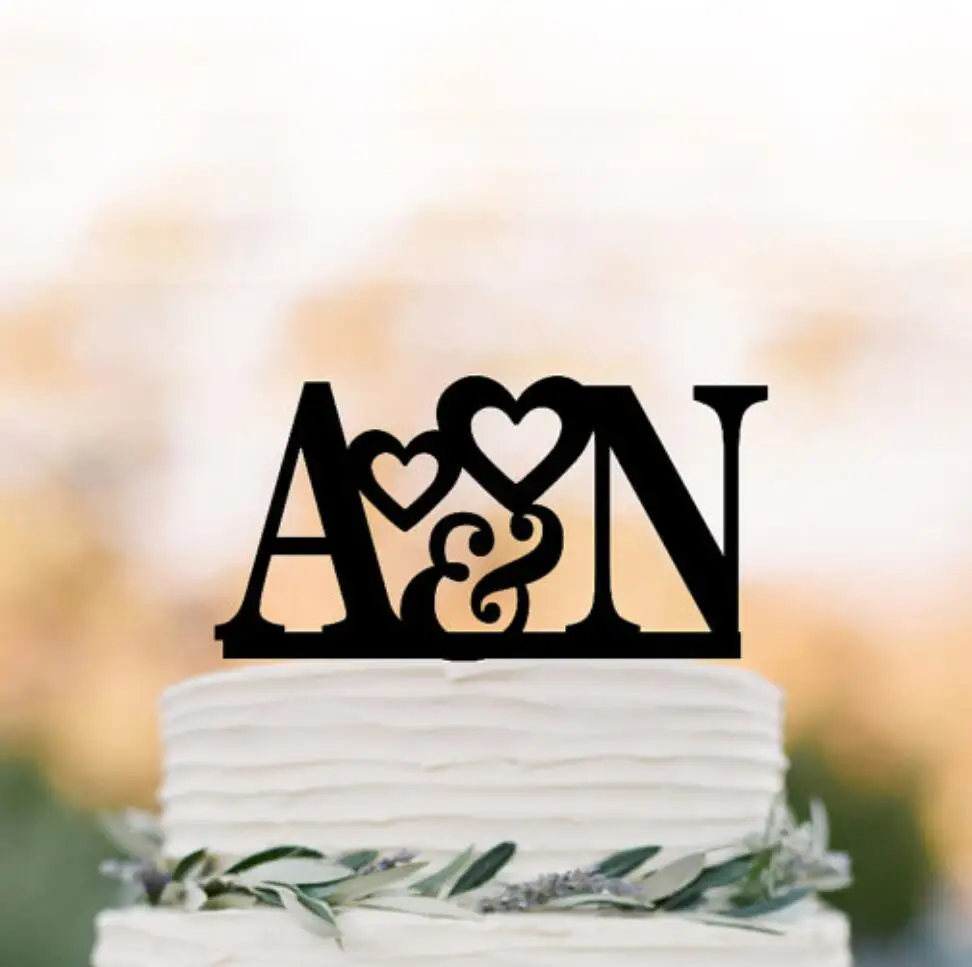 

Personalized wedding Cake topper initial