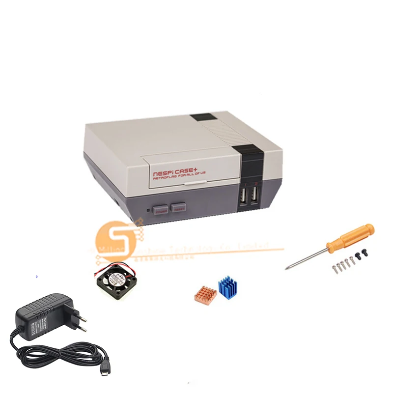 Оригинальный чехол NESPi + коробка для Raspberry Pi 3 2 B + RPI 3 Пластиковый корпус NES стиль с охлаждающим вентилятором + 2 игровой коврик + 16 ГБ + 5 В 3A