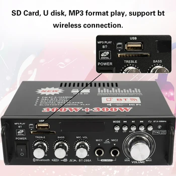 

12V/ 220V amplifiers HIFI Audio Stereo Power Bluetooth Amplifier FM Radio Portable Car Home 600W Remote Control Audio Amplifier