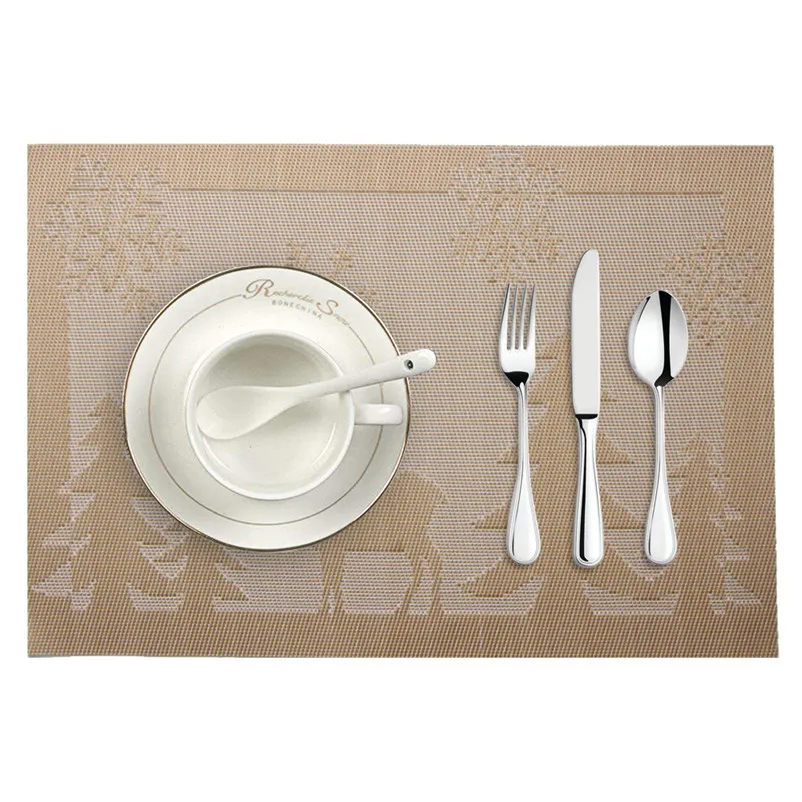 Christmas Placemat Woven Non-slip PVC Insulation Placemat Washable Table Mats For Kitchen Christmas decoration for home O31 (1)