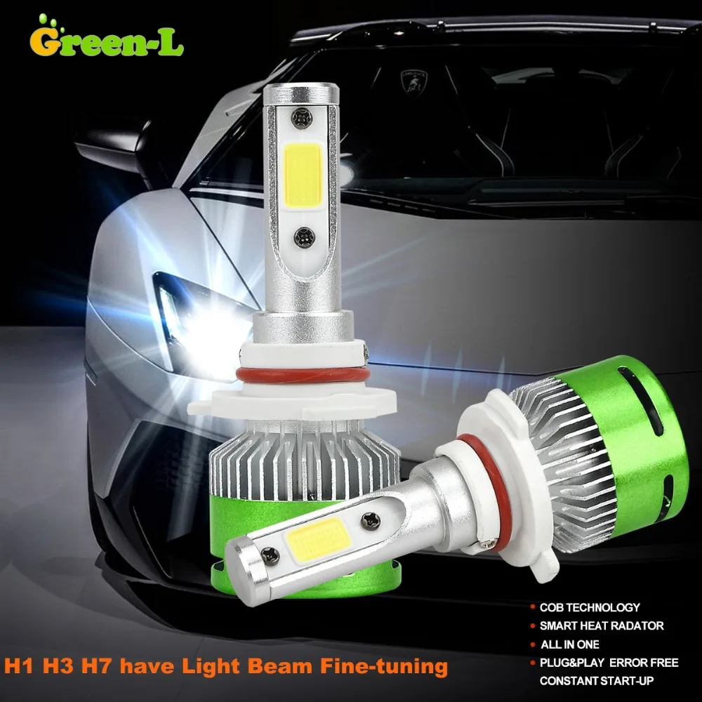 Green L 2pcs auto led lights car led light h7 headlight H1 H3 H4 H11