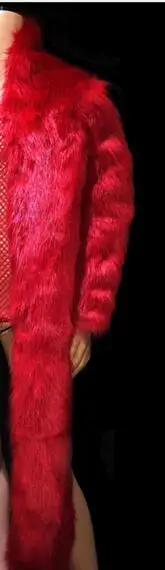 Мужской костюм диджея для ночного клуба, DS, сценический костюм, красный искусственный мех, необычная куртка, пальто для бара, для мужчин, певец, для выступлений, танцевальный наряд, для шоу звезд - Цвет: Only Coat