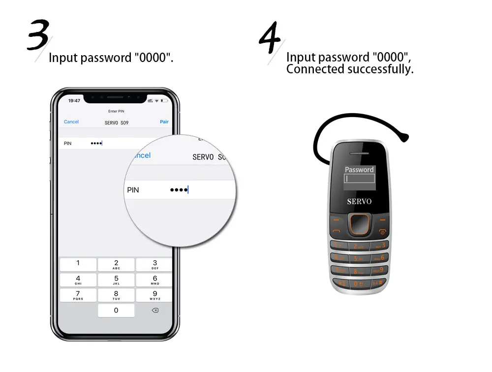 Оригинальный серво S09 телефон маленькие мобильные телефоны, Bluetooth, Dual SIM Bluetooth наушники 0,66 дюймов крошечные Экран GSM низкая излучения