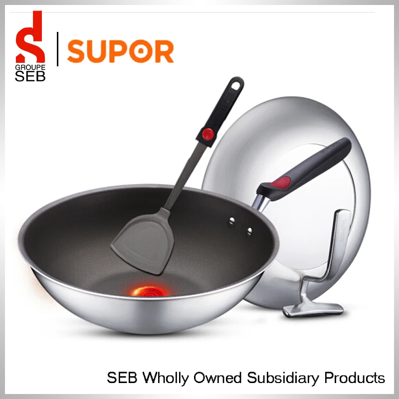 Supor visible Lid Chinese Cookware Stainless Steel Non Stick Cooking