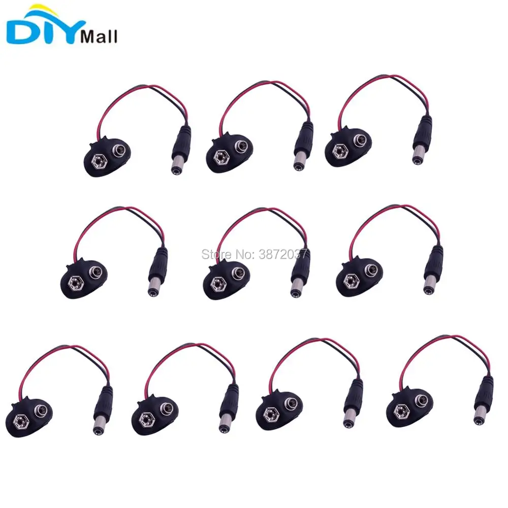 

10pcs/lot 9V Battery Clip 2.1mm X 5.5mm Male DC Plug for Arduino