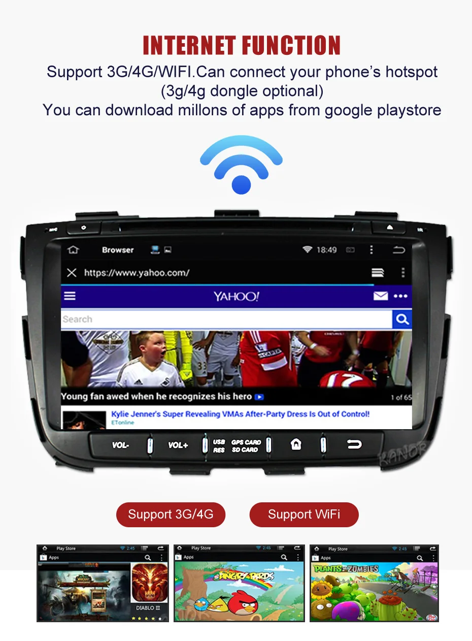 Best KANOR Octa Core IPS Android 9.0 RAM 4g 32g ROM 2 din Car Radio For KIA Sorento 2013 GPS Radio WIFI Bluetooth Map USB Audio 7