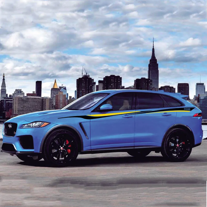 

World Datong Sport Stripes Car Stickers For Jaguar F-PACE E-PACE I-PACE Exterior Side door Decal Car Vinyl Film