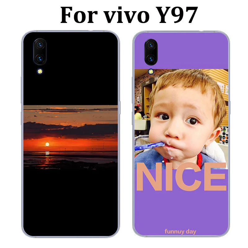 Роскошный мягкий чехол для телефона Vivo Y97 в стиле заката Черный Защитный vivo Y97A A