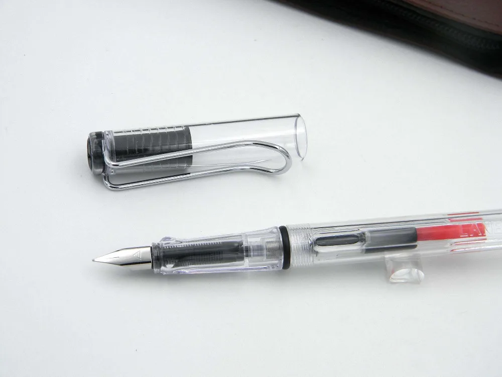 

office new Transparent pen Resin Silver Stripe EF Nib Fountain Pen