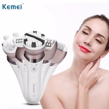 Kemei 5 в 1, Женская бритва, очищающее средство для лица, электрический эпилятор, щетка для лица, Женский массажер, электробритва, женский эпилятор, KM-8001