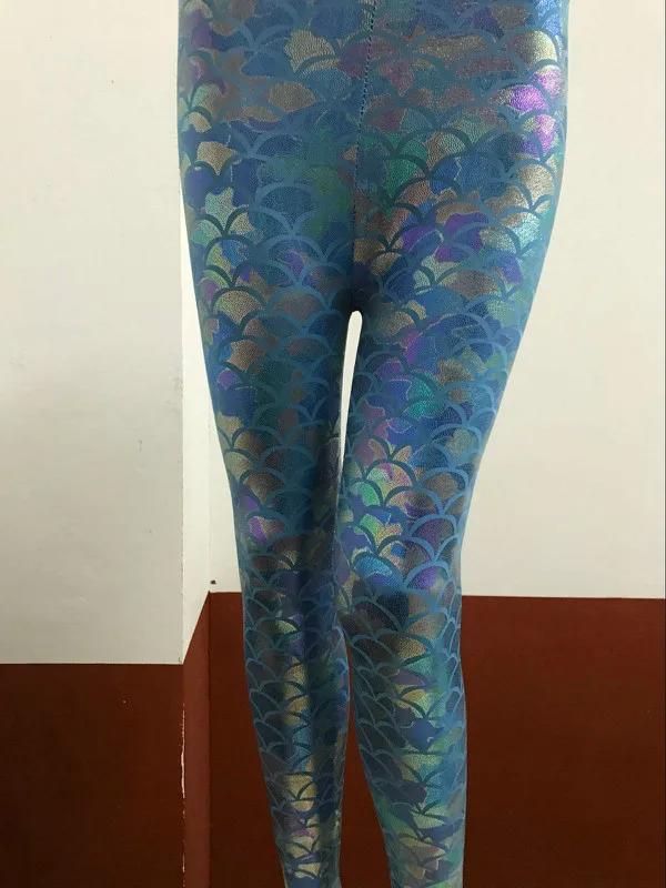 Женские леггинсы «русалка» Блестящая с принтом сексуальные облегающие леггинсы с высокой талией эластичные женские брюки
