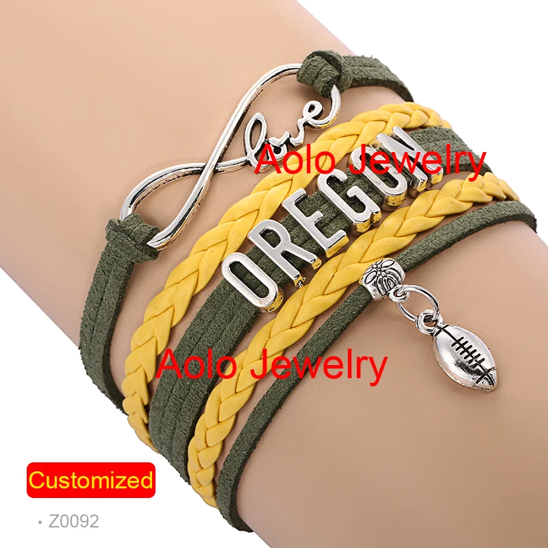 OREGON браслет знак бесконечности футбол зеленый/желтый сделать свой собственный