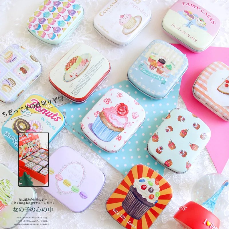 1pc Square Mini Iron Box Xylitol Storage Box Wedding Jewelry Food Suger Pill Cases Portable Tin Boxs Container Headset Box