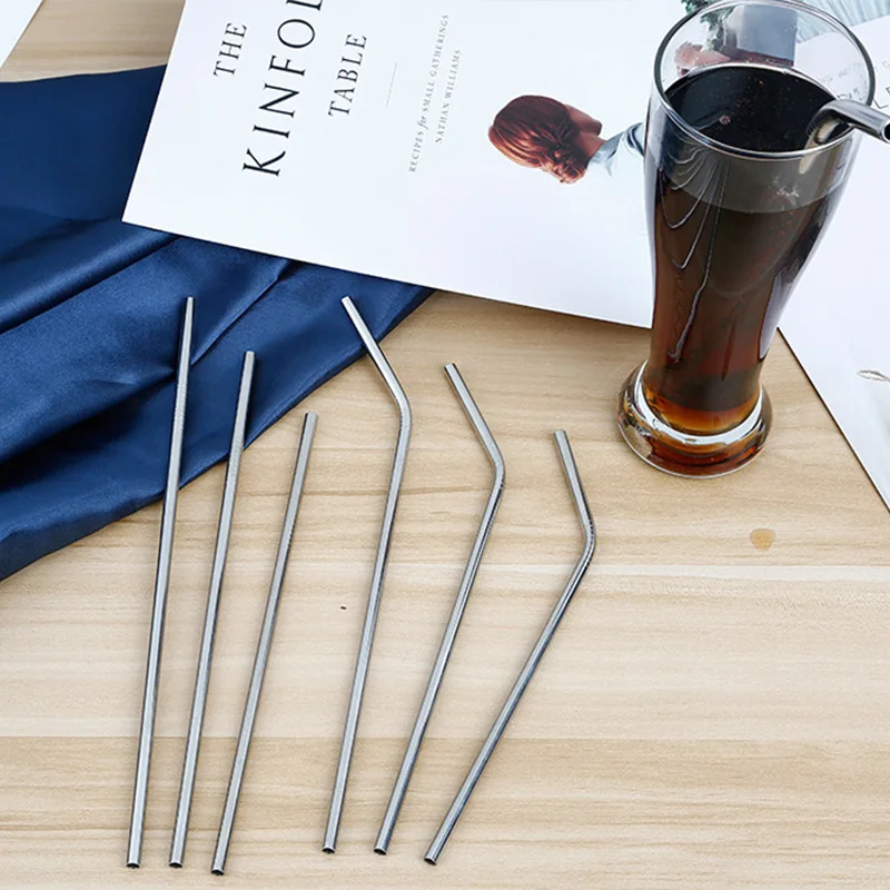 4pcs/lot Metal Straw Reusable Drinking Straw With 1pc Cleaner Brush Stainless Steel Straw For