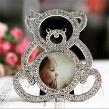

2" Cute Bear Crystal Baby Photo Frame Metal Home Decor Wedding Favor Bridal Baby Shower Gifts