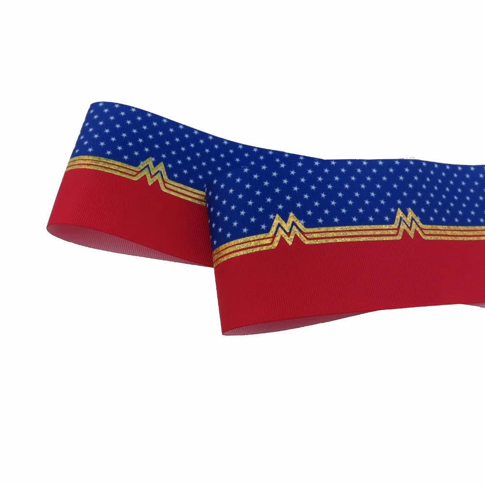 Лента Boca wonderman дизайн Золотая голограмма печать с теплопередачей grosgrain лента DIY