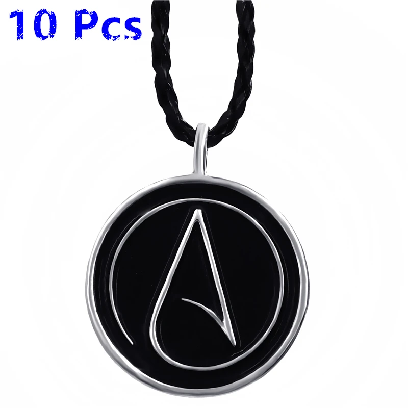 Wholesale 10 Pcs Mens Womens Atheist Atheism Symbol Silver Pewter Pendant Necklace Jewelry WLP270 Wholesale 10 Pcs Mens Womens Atheist Atheism Symbol Silver Pewter Pendant Necklace Jewelry WLP270