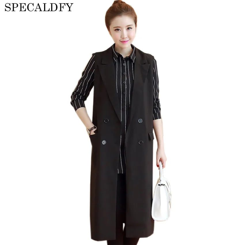 2018 New Fashion Long Vest Women Elegant Office Lady