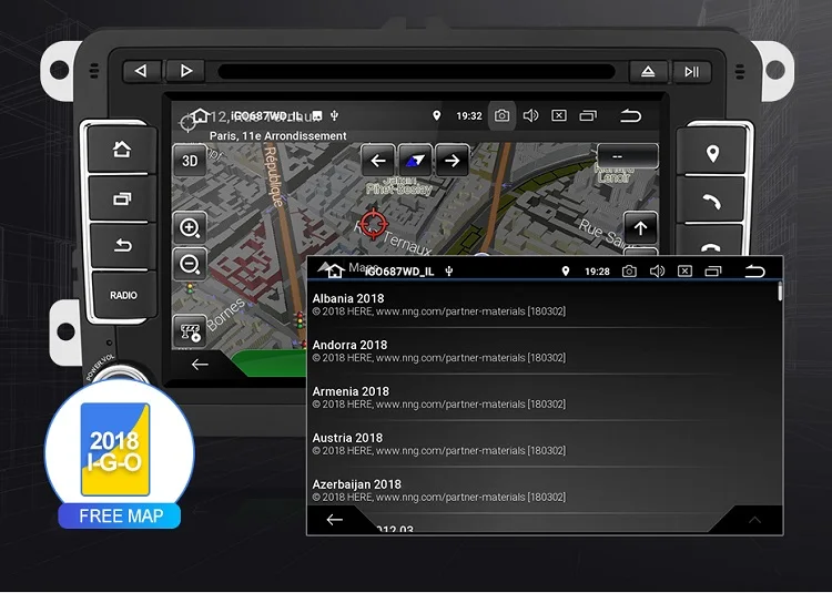 Perfect Isudar 2 Din Auto Radio Android 9 For VW/Volkswagen/POLO/Golf/Skoda/Octavia/Seat/Leon GPS Car Multimedia RAM 4GB DVD Player DSP 34