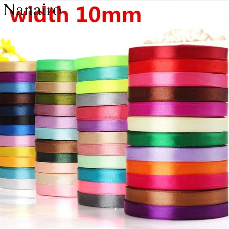 

10mm 25 Yards 22M Silk Satin Organza Polyester Ribbon DIY Wedding Party Decoration Webbing Scrapbooks Crafts Gift Packing Belt