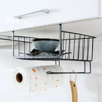 

Double Layer Iron Kitchen Cabinets Shelf Compartment Hanging Basket Storage Rack Wardrobe Storage Holder Cabinet Rack Finishing