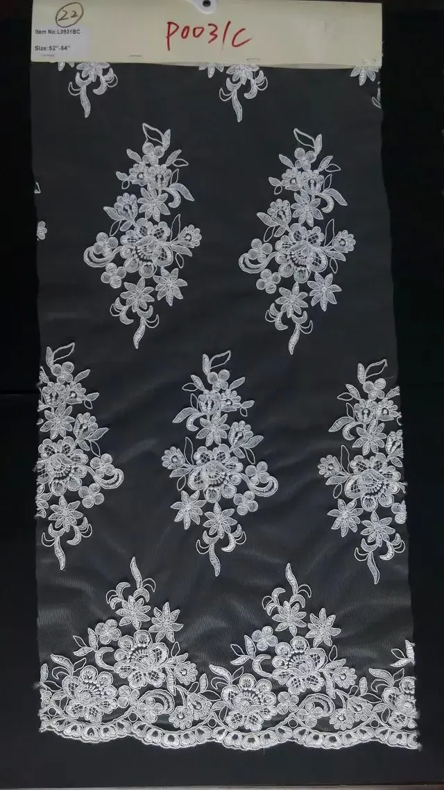

Best Design Ivory Embroidery Cord Lace Fabric for bridal dress