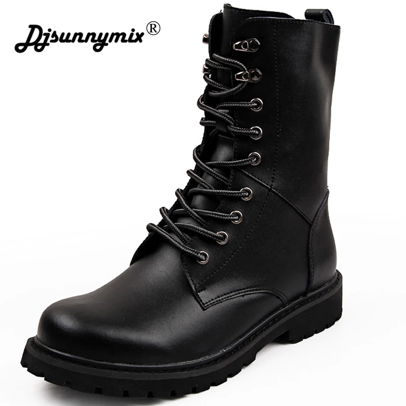 

DJSUNNYMIX Handmade Vintage Men Chelsea Boots Genuine Leather Rome Style Man Autumn Winter Male Casual Shoes big size 38-48
