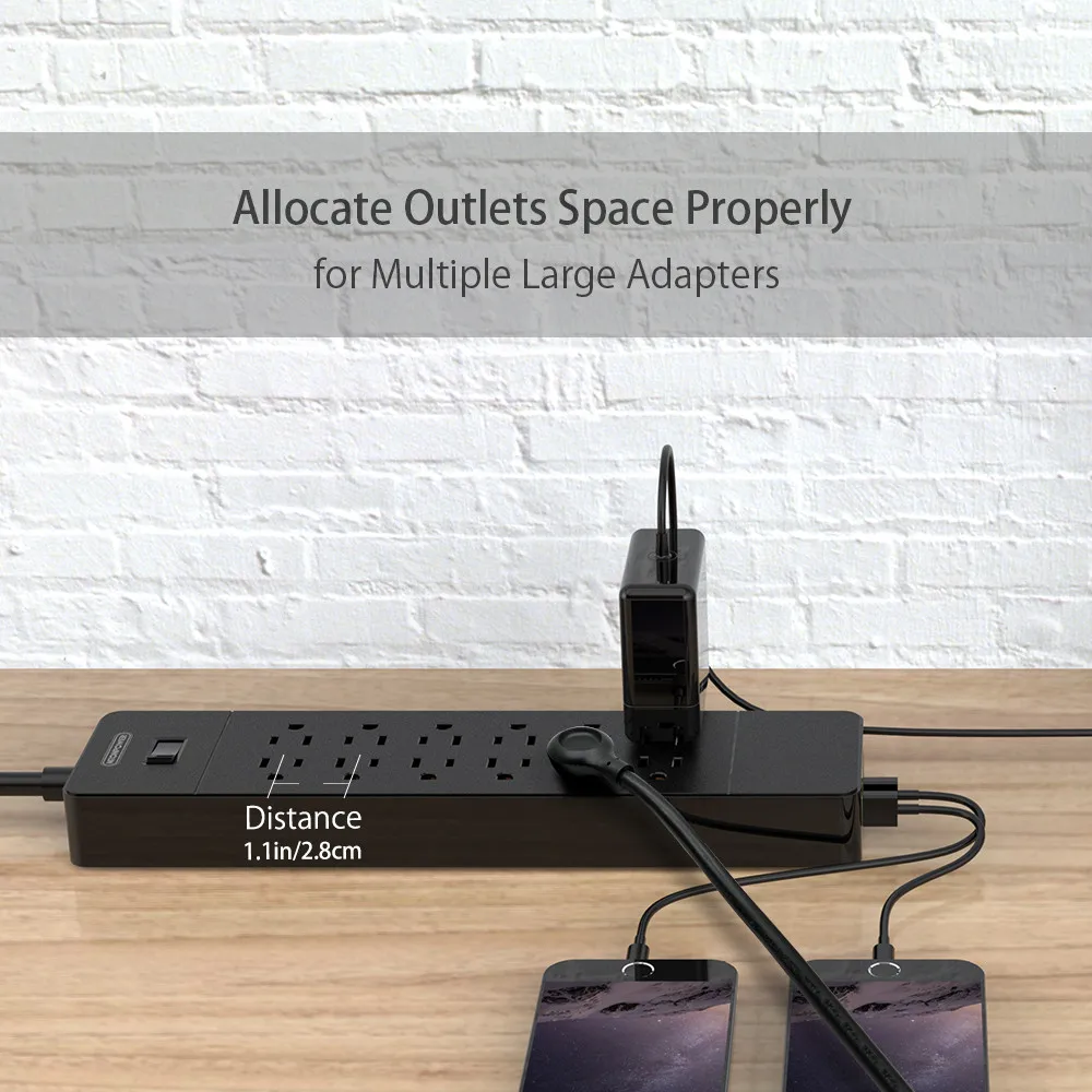 NTON POWER USB Power Strip Защита от перенапряжения штепсельная вилка США 12 розеток