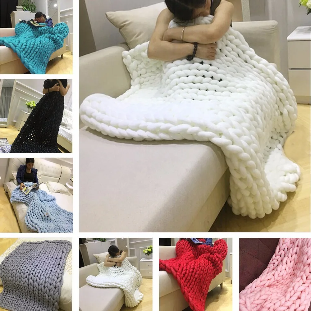 

Super Soft Ultra-thick Yarn Blanket Air-conditioner Quilt Sofa Blanket Hand Woven Warm Elegant Carpet
