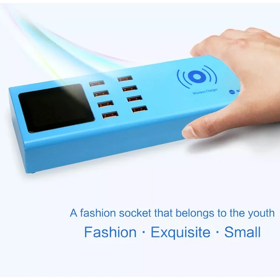 Mobile phone Intelligent wireless charger with 8 Port USB Socket Fast Charger with LCD Display for Smart Mobile Phone