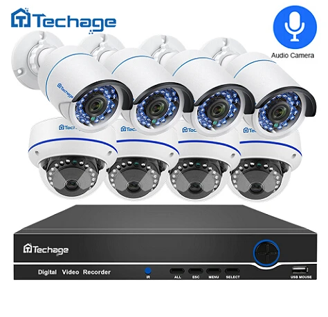 Techage 8CH POE 1080P охранный NVR комплекты 2MP Аудио Звук камера система купольная пуля Крытый Открытый CCTV комплект видеонаблюдения 2 ТБ HDD - Цвет: 8CH NVR 8 Cameras