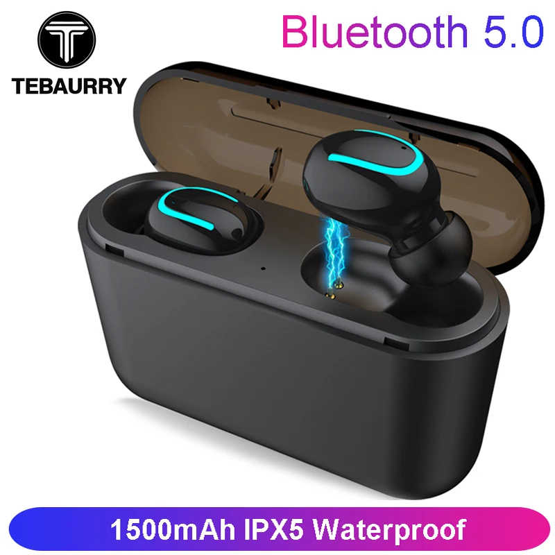 

TEBAURRY Bluetooth Earphones 5.0 TWS Wireless Earphones Bluetooth Headphone Stereo Earbuds with charging box 1500 mAh Power bank
