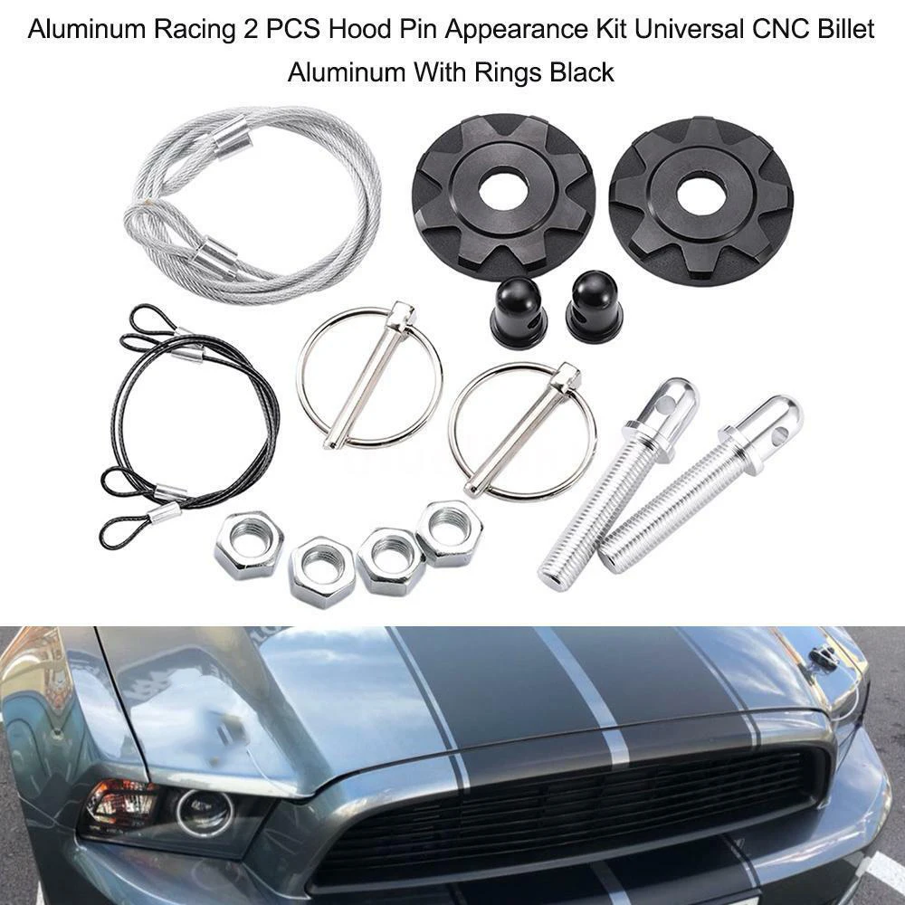 2pcs Auto Car Universal CNC Billet Aluminum Racing Bonnet Hood Pin Lock Appearance Kits | Автомобили и мотоциклы