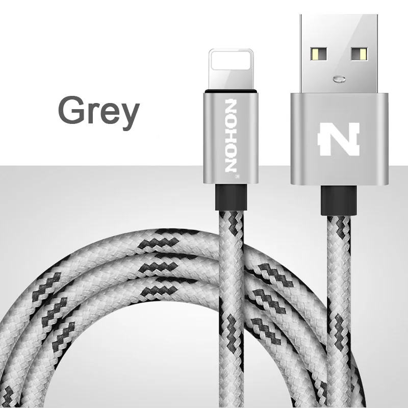 NOHON для iPhone, USB кабель, 8-контактный кабель для быстрой зарядки для Apple iPhone 8, 7, 6, 6 S, 5, 5S, iOS 10, 9, зарядное устройство для мобильных телефонов, usb-кабели - Цвет: Grey