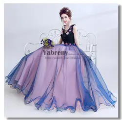 Пышные платья с цветком ручной работы темно-синего и розового цвета