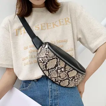 

Snake Print Women Sports Waist Fanny Belt Packs Small Shoulder Messenger Phone Money Pouch Outdoor Leather Crossbody Chest Bags
