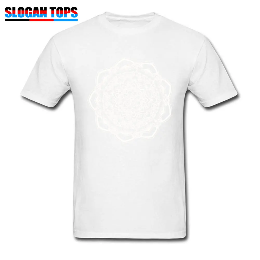 On Sale Male T-Shirt O Neck Short Sleeve 100% Cotton White mandala Tees 3D Printed Tops Shirts Drop Shipping White mandala white