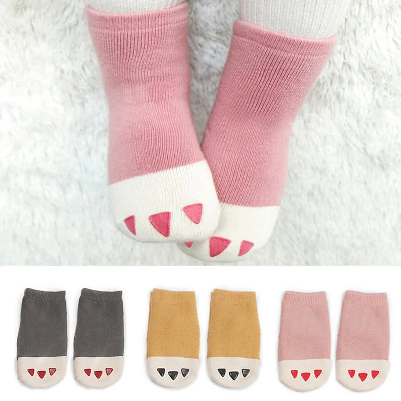 

Cartoon Claw Baby Boy Socks Winter Soft Cotton Ankle Socks Infant Newborn Rubber Sole Anti-Slip Socks Sokken Calcetines Meias