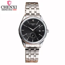 CHENXI Brand Top Luxurious Stainless Steel Gentleman Watch Silver Calendar Quartz Man Wristwatch Fashion Gift Clock Male Watches